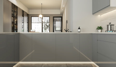 Velmora U-Form Küche KÜ-AS-013 – 310 × 289 × 210 cm – Grau Hochglanz – Ansicht 6