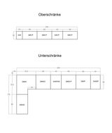 Küchenplan – Maßbild mit Bemaßung der Küchenzeile