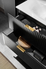 Waschbeckenunterschrank Ardena Schwarz matt / Innenseite Graphit 80 × 57 × 46 cm mit 2 Schubladen