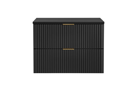 Waschbeckenunterschrank Ardena Schwarz matt / Innenseite Graphit 80 × 57 × 46 cm mit 2 Schubladen – Ansicht 7