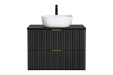 Waschbeckenunterschrank Ardena Schwarz matt / Innenseite Graphit 80 × 57 × 46 cm mit 2 Schubladen – Ansicht 8