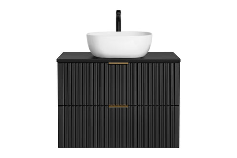 Waschbeckenunterschrank Ardena Schwarz matt / Innenseite Graphit 80 × 57 × 46 cm mit 2 Schubladen – Ansicht 8