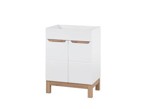 Badmöbel-Set Balvina Weiß 60 cm – Waschbeckenunterschrank Balvina Weiß Hochglanz 60 × 84 × 45,5 cm mit 2 Türen