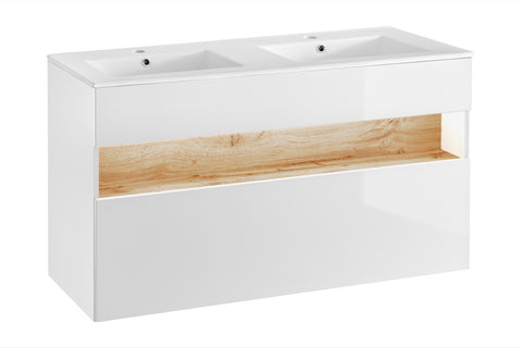 Waschbeckenunterschrank Belmara Weiß 120 × 68 × 46 cm mit 1 Schublade – Ansicht 4