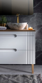 Waschbeckenunterschrank Fivora Weiß 60 × 62 × 46 cm mit 2 Schubladen – Ansicht 6