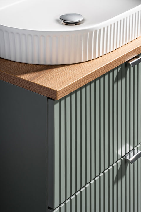 Waschbeckenunterschrank Linora Schilfgrün 60 × 57 × 39 cm mit 2 Schubladen – Ansicht 8