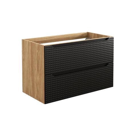 Waschbeckenunterschrank Luxera Schwarz matt 90 × 57 × 46 cm mit 2 Schubladen