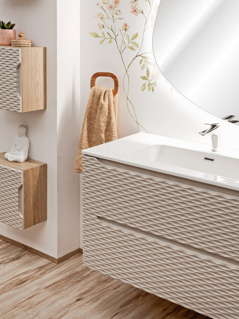 Waschbeckenunterschrank Oceana Beige 120 × 57 × 46 cm mit 2 Schubladen – Ansicht 5
