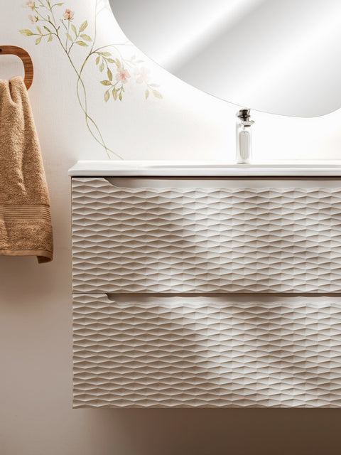 Waschbeckenunterschrank Oceana Beige 70 × 57 × 46 cm mit 2 Schubladen – Ansicht 4