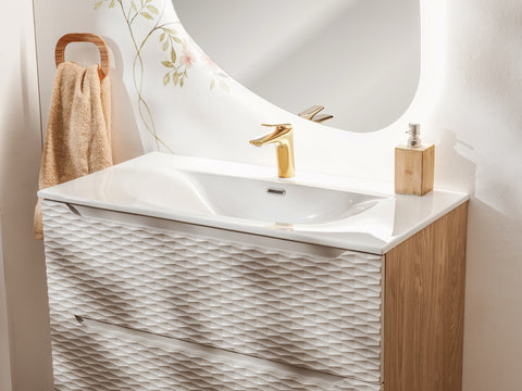 Waschbeckenunterschrank Oceana Beige 90 × 57 × 46 cm mit 2 Schubladen – Ansicht 5