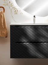 Waschbeckenunterschrank Oceana Schwarz matt 70 × 57 × 46 cm mit 2 Schubladen – Ansicht 5