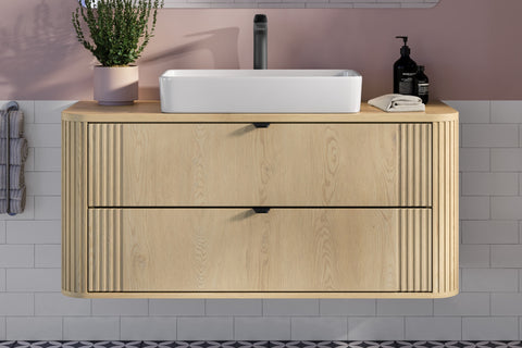 Waschbeckenunterschrank Ovara Cremona Eiche 120 × 52 × 45,8 cm mit 2 Schubladen – Ansicht 5