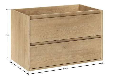 Waschbeckenunterschrank Violetta Cremona Eiche 80 × 50 × 46 cm mit 2 Schubladen – Ansicht 8