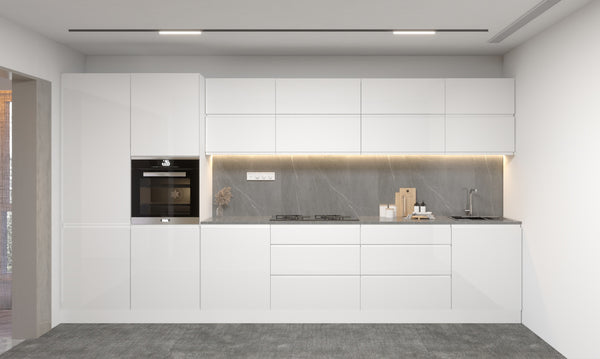 Velmora Weiß Küchenmöbel-Set KÜ03-A 400 cm – Moderne Küchenzeile ohne Arbeitsplatte