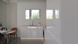 Velmora Winkelküche 300 × 180 cm KÜ05 – Moderne L-Küche ohne Arbeitsplatte – MDF Fronten – Weiß Hochglanz