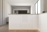 Velmora U-Form Küche KÜ-AS-010 – 310 × 289 × 210 cm – Weiß Hochglanz – mit viel Stauraum und MDF-Fronten