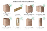 L-Küche Nexa Woodline – 330 × 210 cm – K100-G330 – Set-Bestandteile mit Maßen und Stückzahl