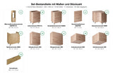 L-Küche Nexa Woodline – 330 × 230 cm – K105-G330 – Set-Bestandteile mit Maßen und Stückzahl