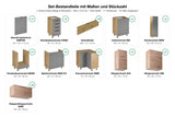 L-Küche Nexa Beige & Woodline – 330 × 210 cm – K53-G330 – Set-Bestandteile mit Maßen und Stückzahl