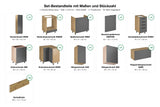 L-Küche Nexa Grau – 330 × 210 cm – K53-G330 – Set-Bestandteile mit Maßen und Stückzahl