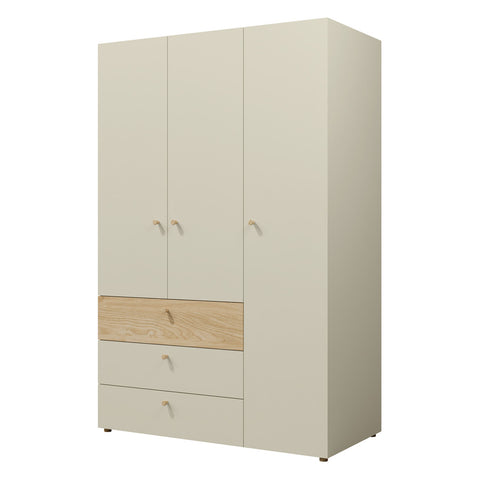 Yuki Kleiderschrank in Graubeige / Eiche geölt